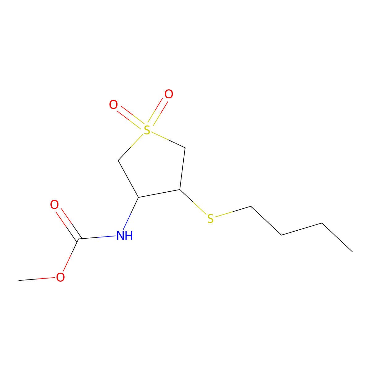 Methyl [4-(butylthio)-1,1-dioxidotetrahydro-3-thienyl]carbamate molecular structure, CAS 428457-74-3