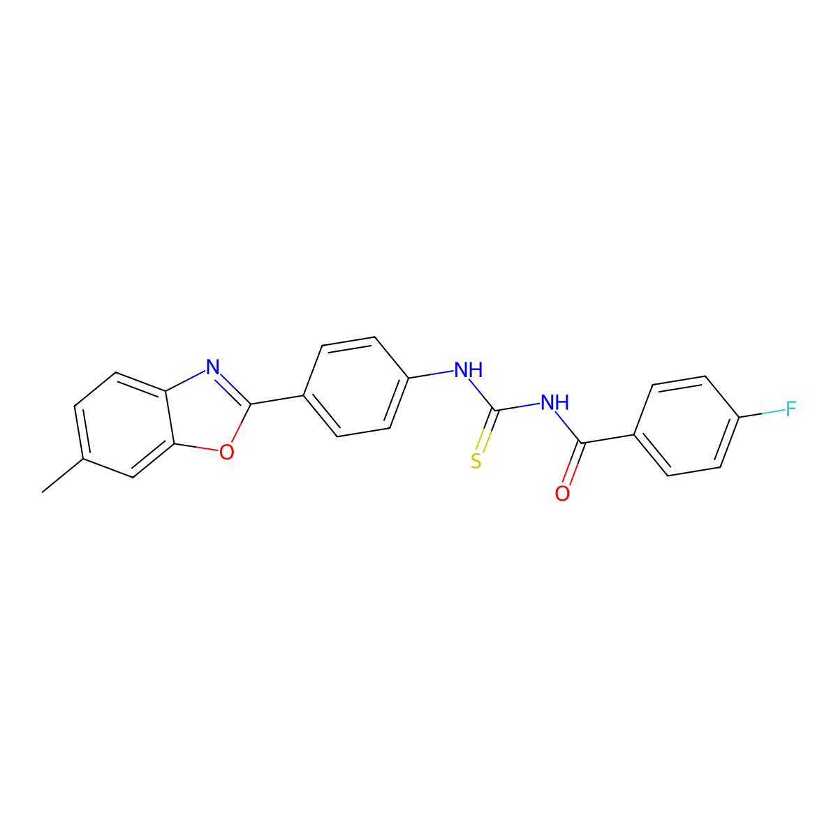 4-fluoro-N-[[4-(6-methyl-1,3-benzoxazol-2-yl)phenyl]carbamothioyl]benzamide molecular structure, CAS 428457-75-4