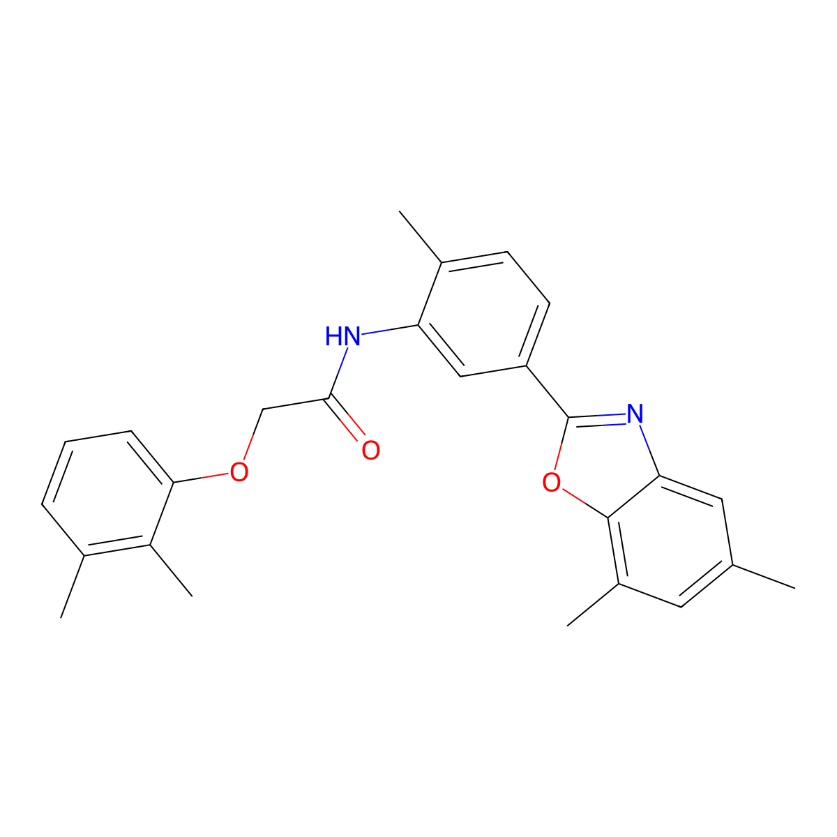 N-[5-(5,7-dimethyl-1,3-benzoxazol-2-yl)-2-methylphenyl]-2-(2,3-dimethylphenoxy)acetamide molecular structure, CAS 428457-97-0