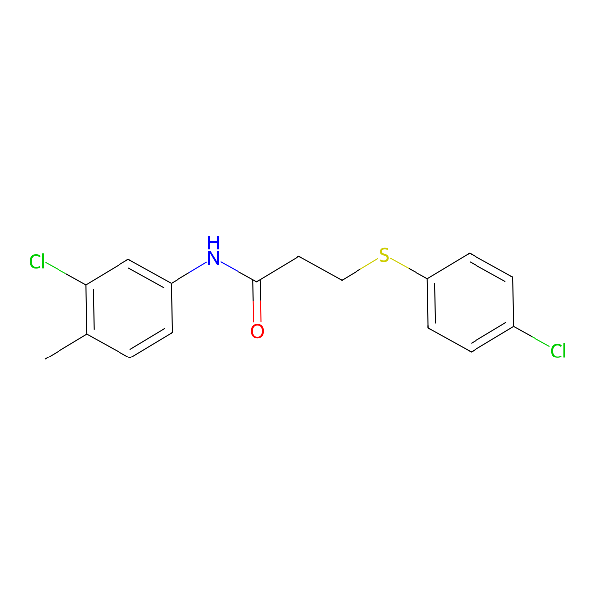 N-(3-chloro-4-methylphenyl)-3-(4-chlorophenyl)sulfanylpropanamide molecular structure, CAS 428458-05-3