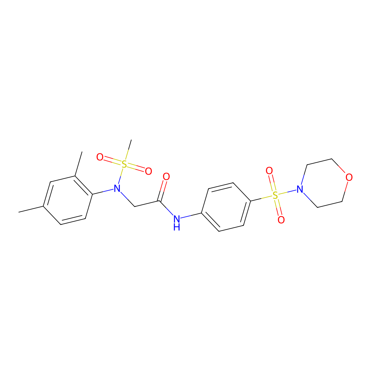 2-(2,4-dimethyl-N-methylsulfonylanilino)-N-(4-morpholin-4-ylsulfonylphenyl)acetamide molecular structure, CAS 428458-20-2
