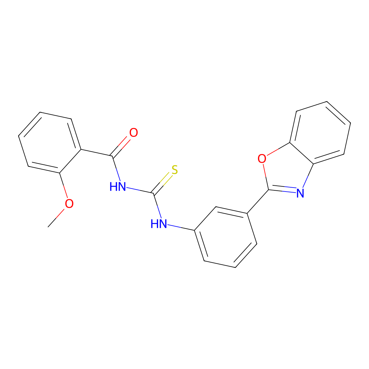 N-[[3-(1,3-benzoxazol-2-yl)phenyl]carbamothioyl]-2-methoxybenzamide molecular structure, CAS 428458-27-9