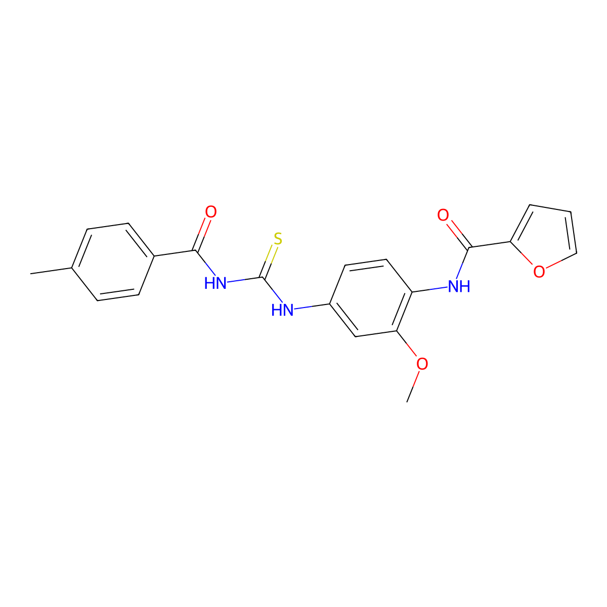 N-[2-methoxy-4-[(4-methylbenzoyl)carbamothioylamino]phenyl]furan-2-carboxamide molecular structure, CAS 428458-38-2
