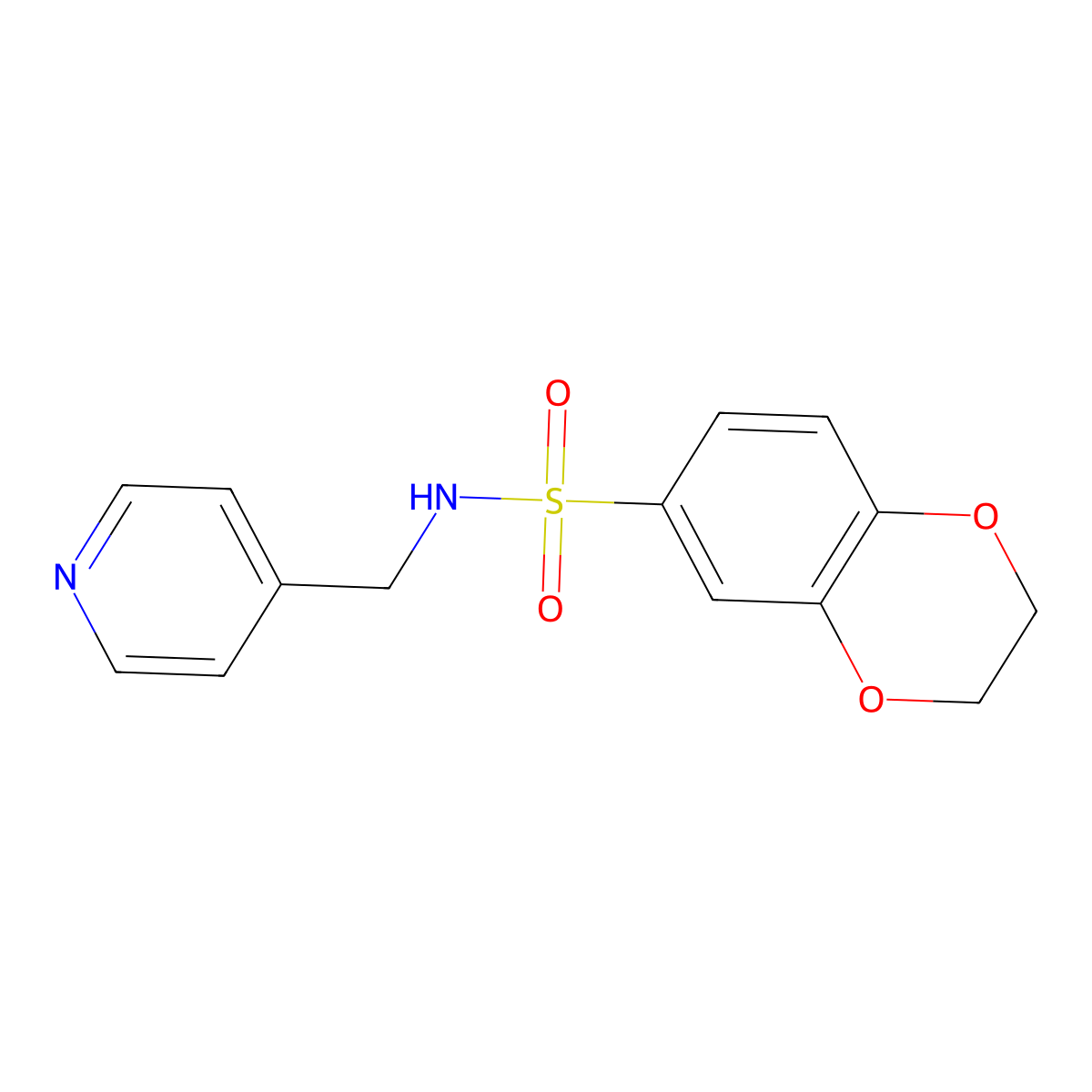 N-(pyridin-4-ylmethyl)-2,3-dihydro-1,4-benzodioxine-6-sulfonamide molecular structure, CAS 428458-41-7