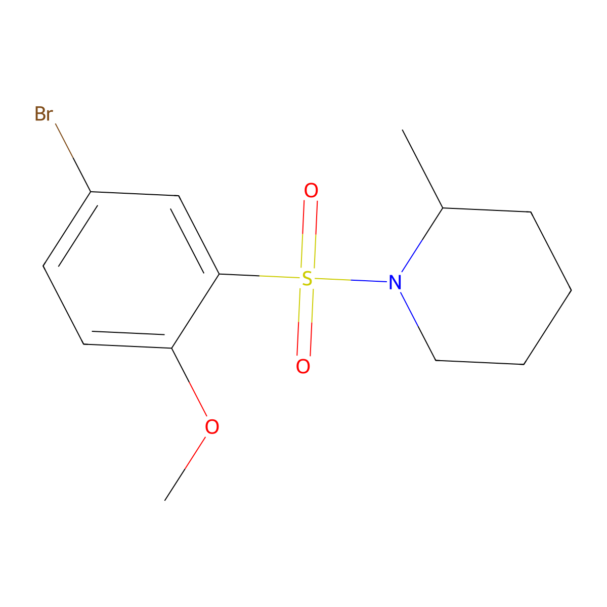 1-(5-Bromo-2-methoxyphenyl)sulfonyl-2-methylpiperidine molecular structure, CAS 428458-45-1