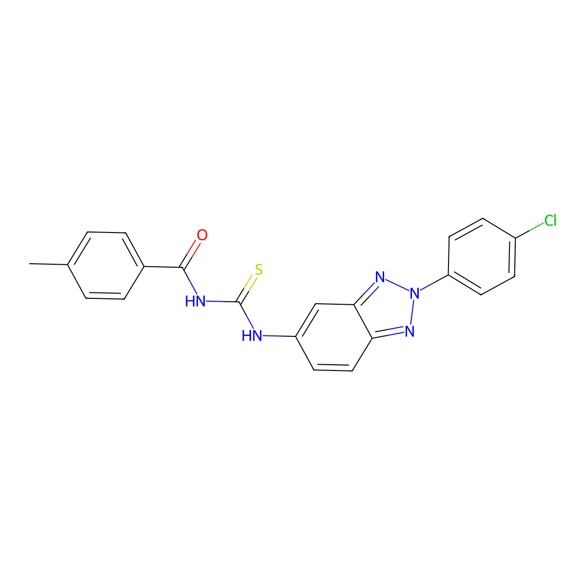 N-[[2-(4-chlorophenyl)benzotriazol-5-yl]carbamothioyl]-4-methylbenzamide molecular structure, CAS 428458-47-3