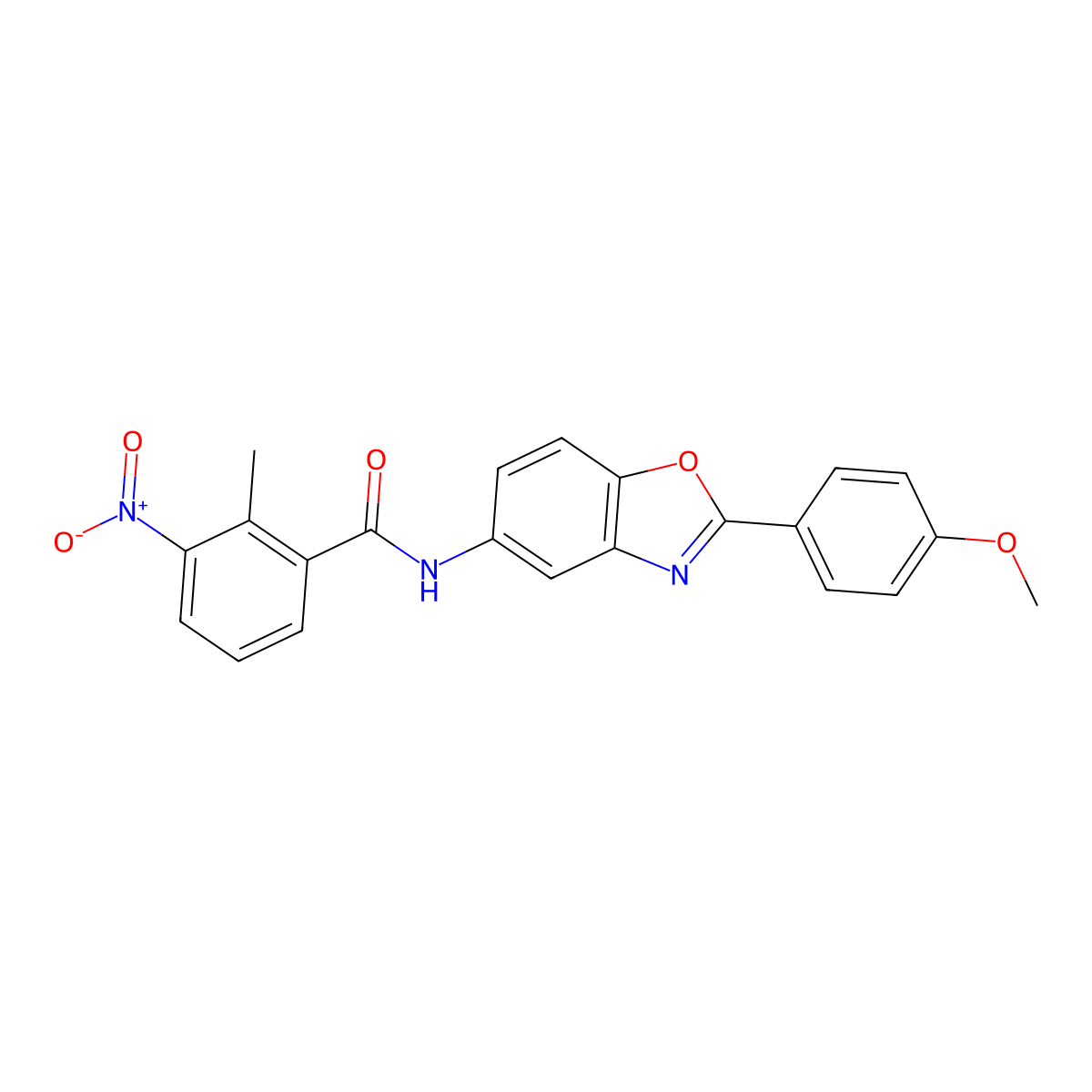 N-[2-(4-methoxyphenyl)-1,3-benzoxazol-5-yl]-2-methyl-3-nitrobenzamide molecular structure, CAS 428458-51-9