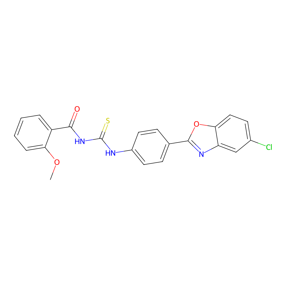 N-[[4-(5-chloro-1,3-benzoxazol-2-yl)phenyl]carbamothioyl]-2-methoxybenzamide molecular structure, CAS 428458-54-2