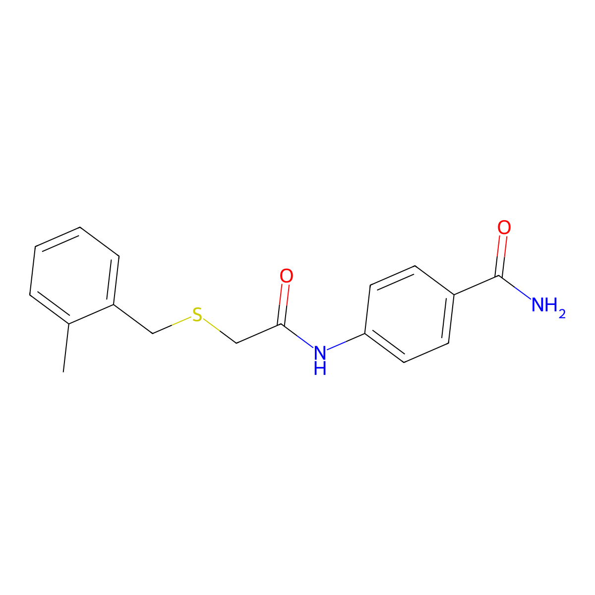 4-[[2-[(2-Methylphenyl)methylsulfanyl]acetyl]amino]benzamide molecular structure, CAS 428458-71-3