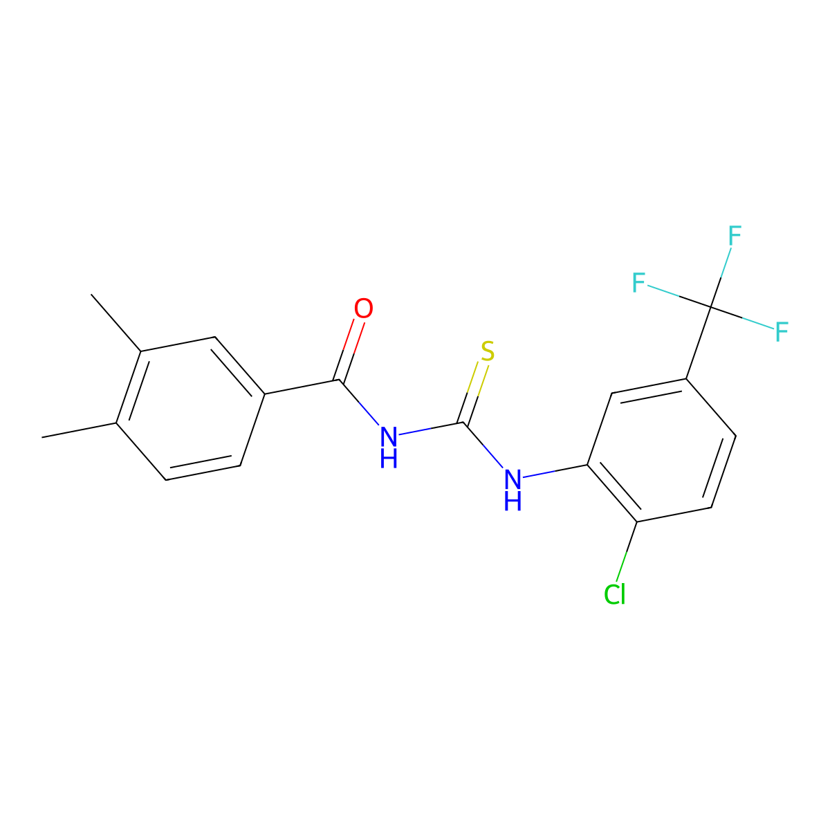 N-[[2-chloro-5-(trifluoromethyl)phenyl]carbamothioyl]-3,4-dimethylbenzamide molecular structure, CAS 428458-72-4