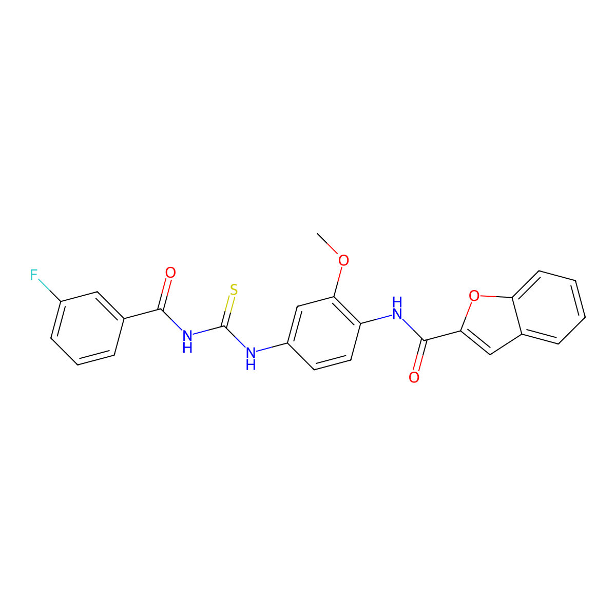 N-[4-[(3-fluorobenzoyl)carbamothioylamino]-2-methoxyphenyl]-1-benzofuran-2-carboxamide molecular structure, CAS 428458-73-5