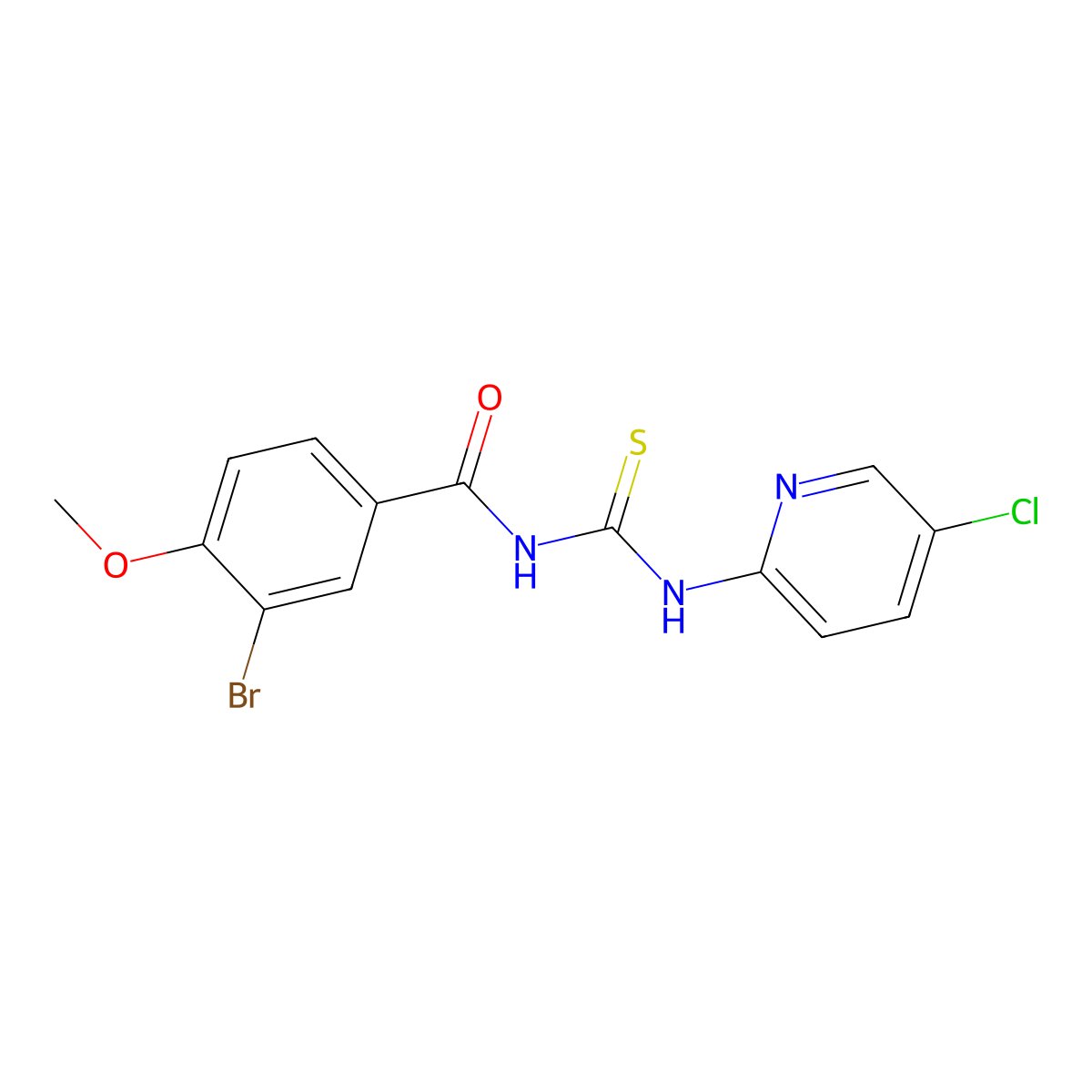3-bromo-N-[(5-chloropyridin-2-yl)carbamothioyl]-4-methoxybenzamide molecular structure, CAS 428458-76-8