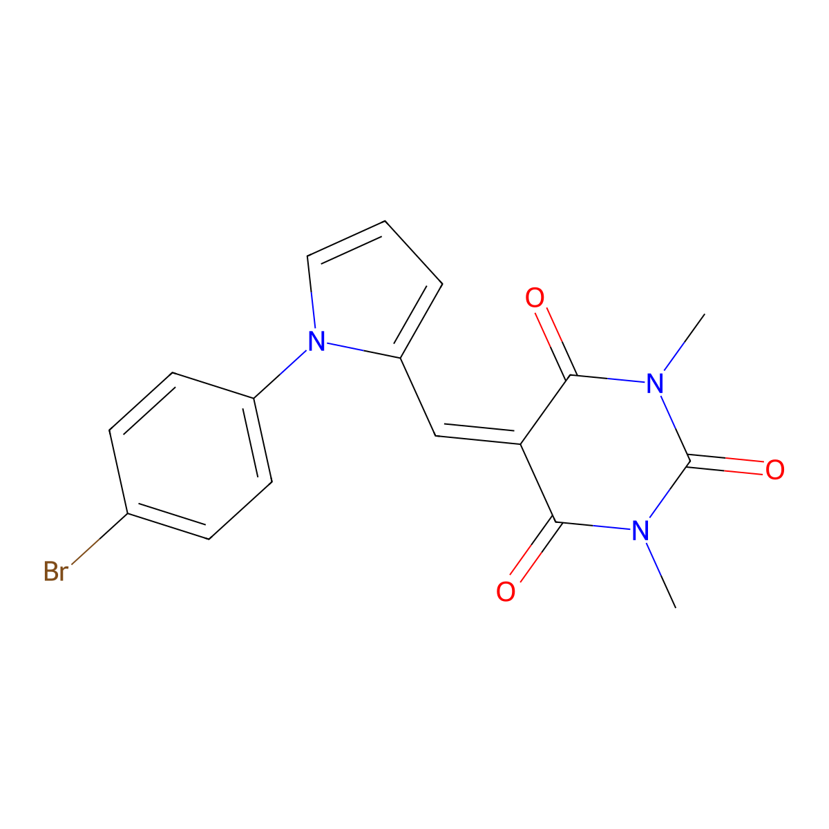 5-{[1-(4-bromophenyl)-1H-pyrrol-2-yl]methylene}-1,3-dimethyl-2,4,6(1H,3H,5H)-pyrimidinetrione molecular structure, CAS 428458-95-1