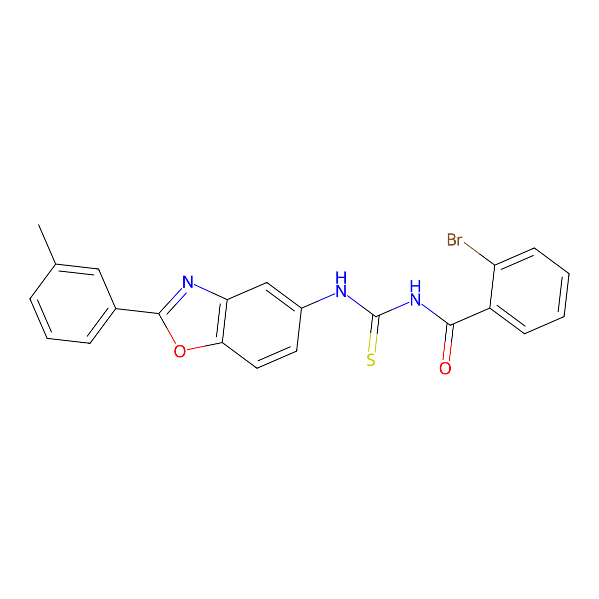 2-bromo-N-[[2-(3-methylphenyl)-1,3-benzoxazol-5-yl]carbamothioyl]benzamide molecular structure, CAS 428459-02-3