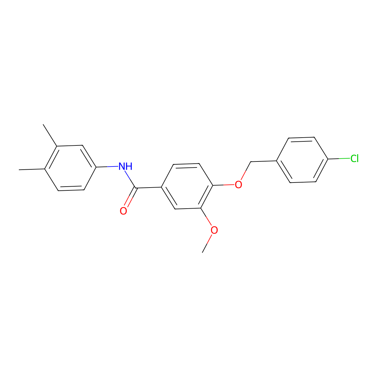 4-[(4-chlorobenzyl)oxy]-N-(3,4-dimethylphenyl)-3-methoxybenzamide molecular structure, CAS 428459-07-8