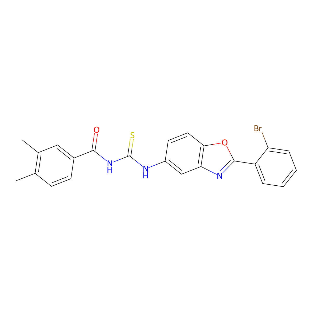 N-[[2-(2-bromophenyl)-1,3-benzoxazol-5-yl]carbamothioyl]-3,4-dimethylbenzamide molecular structure, CAS 428459-10-3