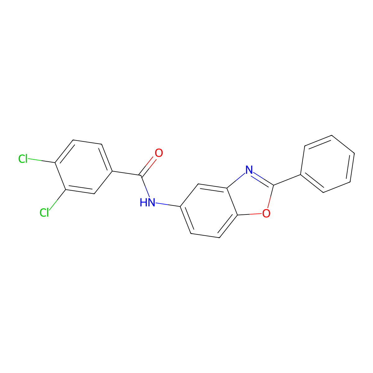 3,4-dichloro-N-(2-phenyl-1,3-benzoxazol-5-yl)benzamide molecular structure, CAS 428459-29-4