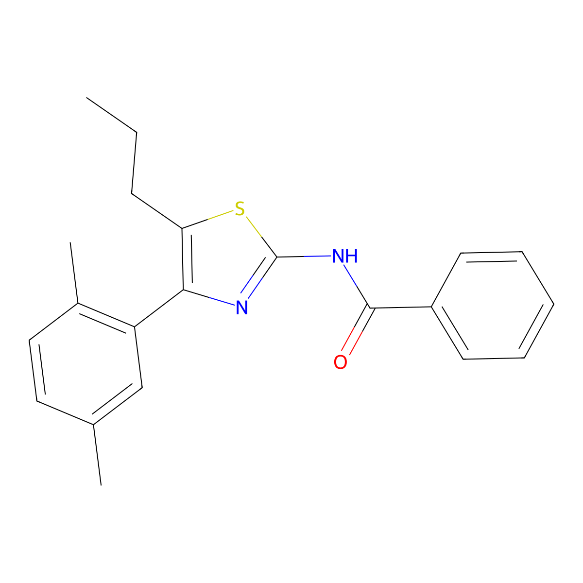 N-[4-(2,5-dimethylphenyl)-5-propyl-1,3-thiazol-2-yl]benzamide molecular structure, CAS 428459-31-8