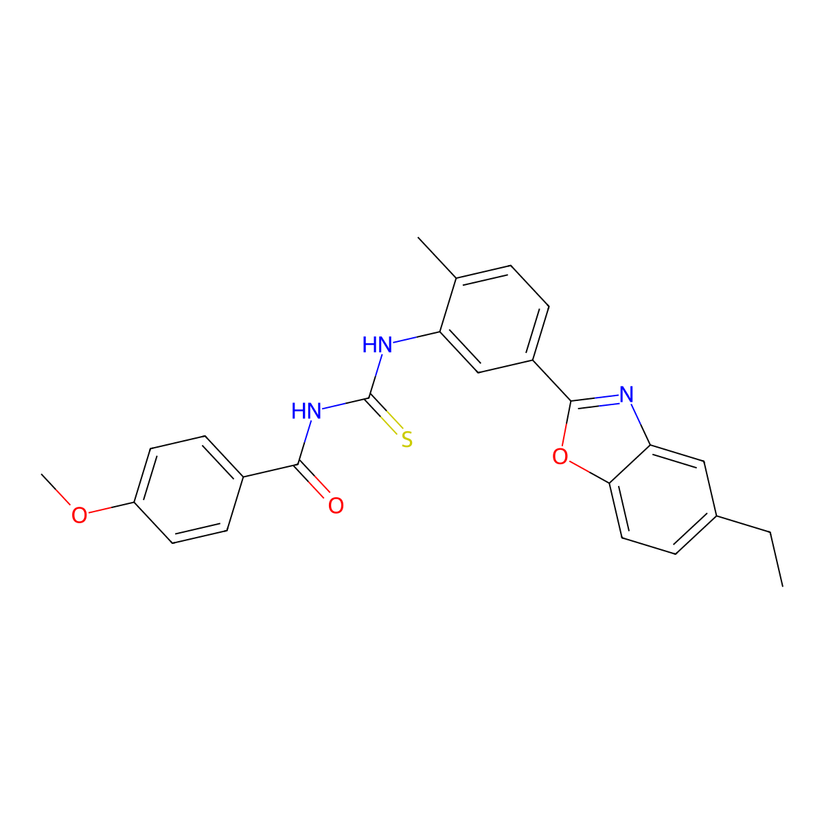 N-[[5-(5-ethyl-1,3-benzoxazol-2-yl)-2-methylphenyl]carbamothioyl]-4-methoxybenzamide molecular structure, CAS 428459-41-0