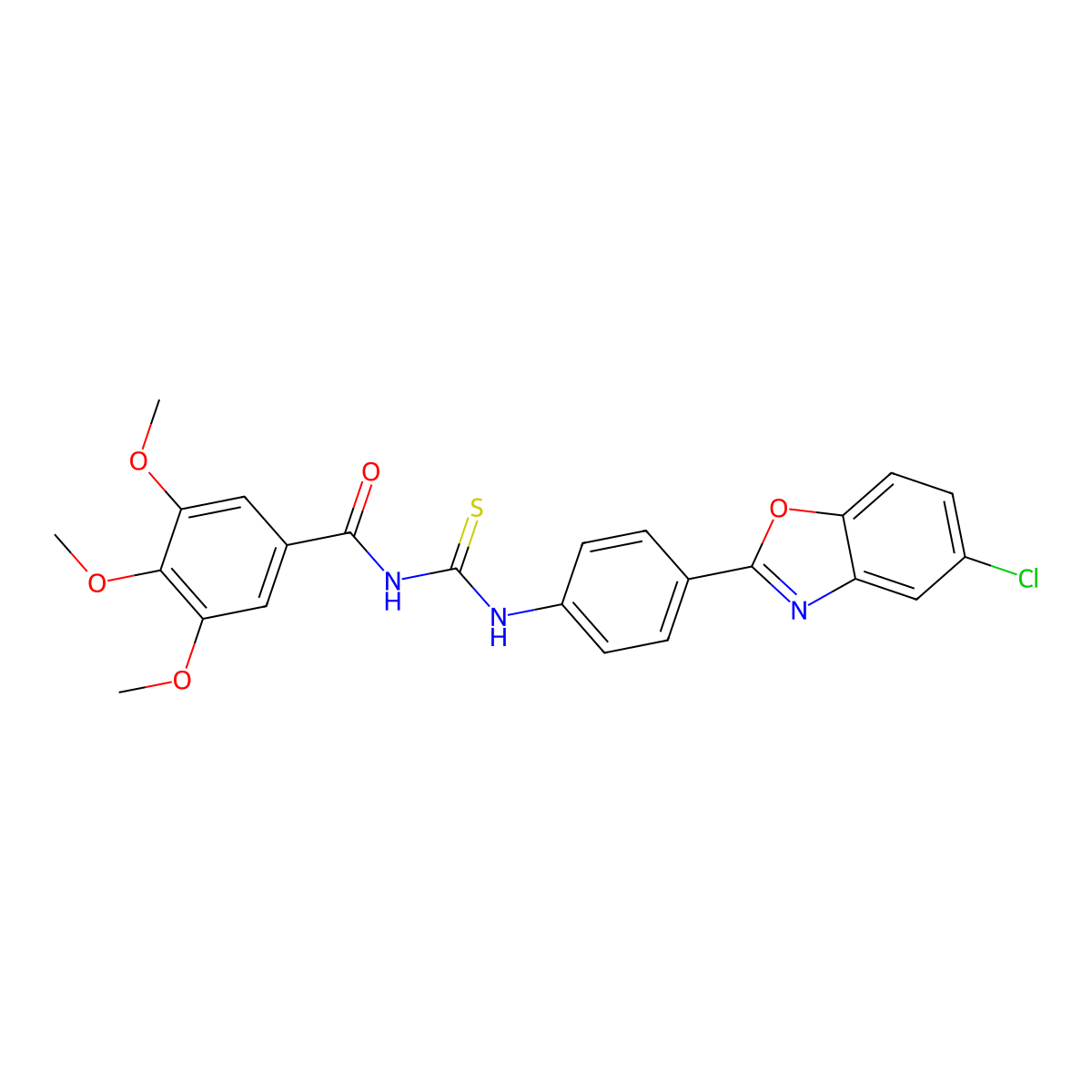 N-[[4-(5-chloro-1,3-benzoxazol-2-yl)phenyl]carbamothioyl]-3,4,5-trimethoxybenzamide molecular structure, CAS 428459-50-1