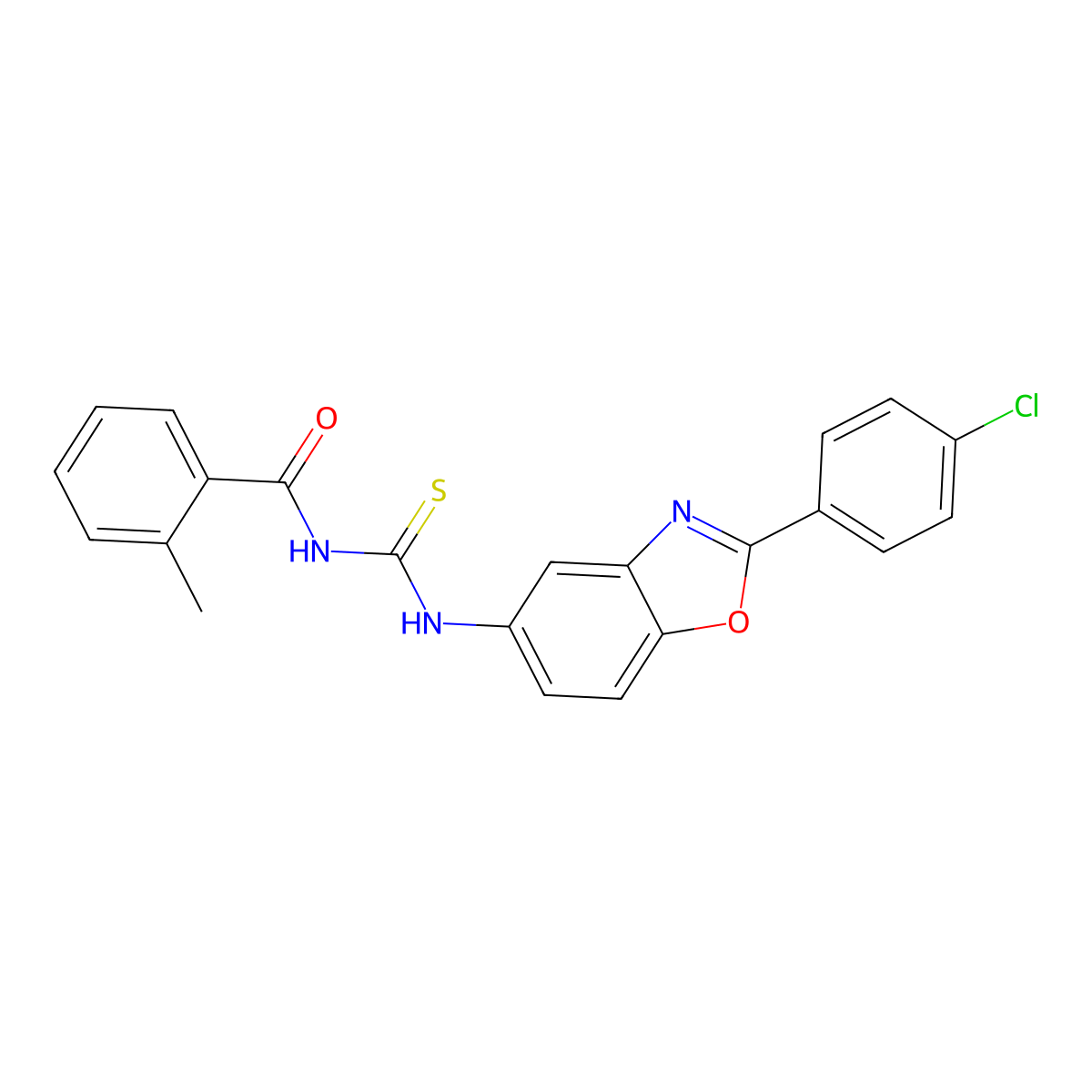 N-[[2-(4-chlorophenyl)-1,3-benzoxazol-5-yl]carbamothioyl]-2-methylbenzamide molecular structure, CAS 428459-57-8