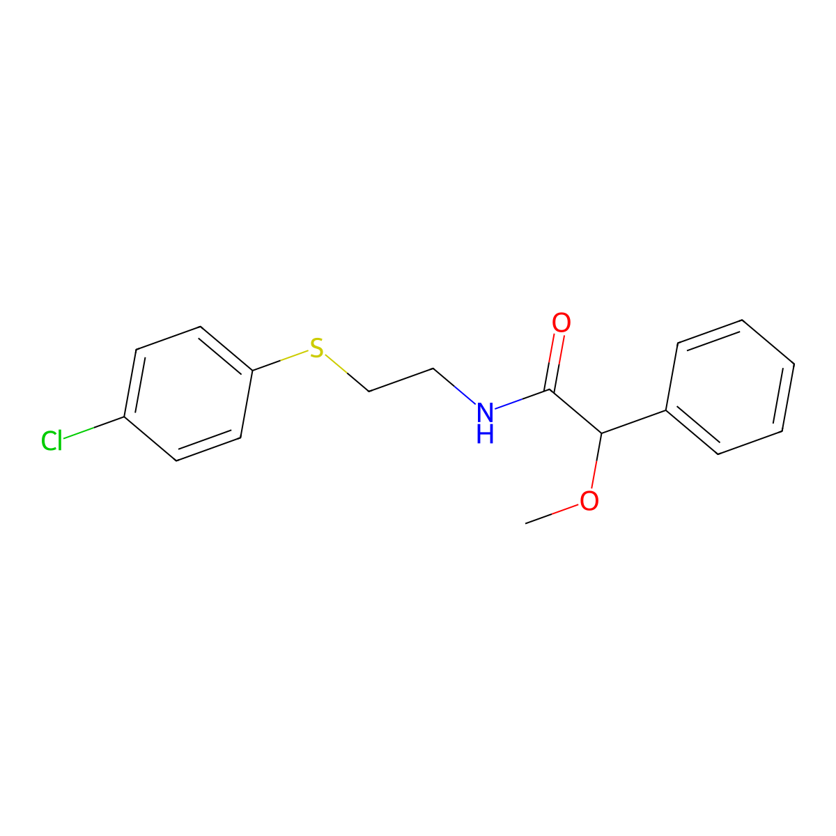 N-[2-(4-chlorophenyl)sulfanylethyl]-2-methoxy-2-phenylacetamide molecular structure, CAS 428459-66-9