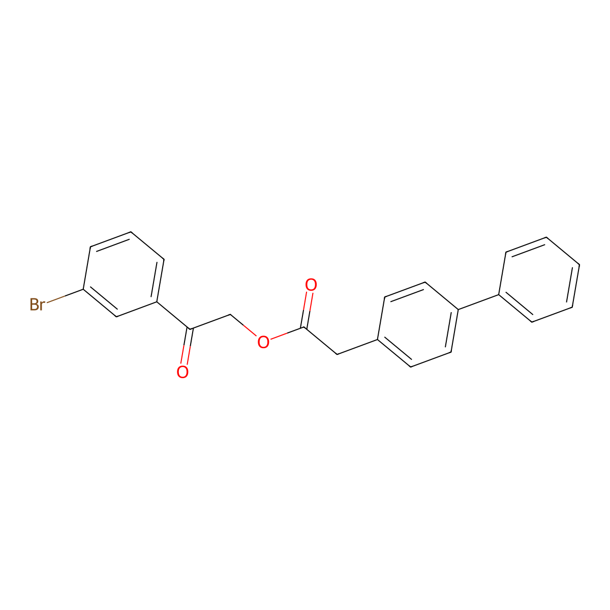 2-(3-Bromophenyl)-2-oxoethyl biphenyl-4-ylacetate molecular structure, CAS 428459-82-9