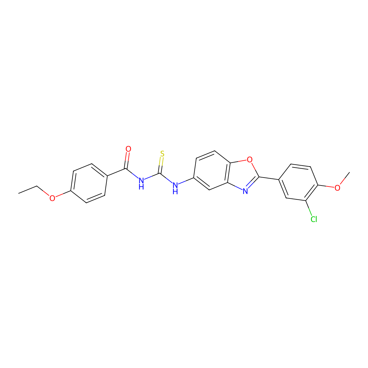 N-[[2-(3-chloro-4-methoxyphenyl)-1,3-benzoxazol-5-yl]carbamothioyl]-4-ethoxybenzamide molecular structure, CAS 428459-91-0