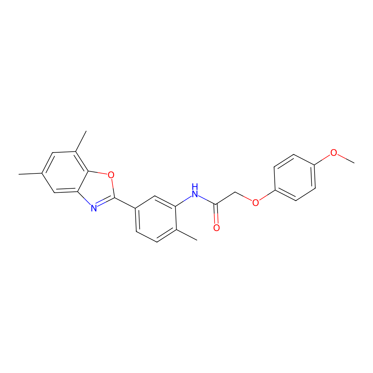 N-[5-(5,7-dimethyl-1,3-benzoxazol-2-yl)-2-methylphenyl]-2-(4-methoxyphenoxy)acetamide molecular structure, CAS 428459-96-5
