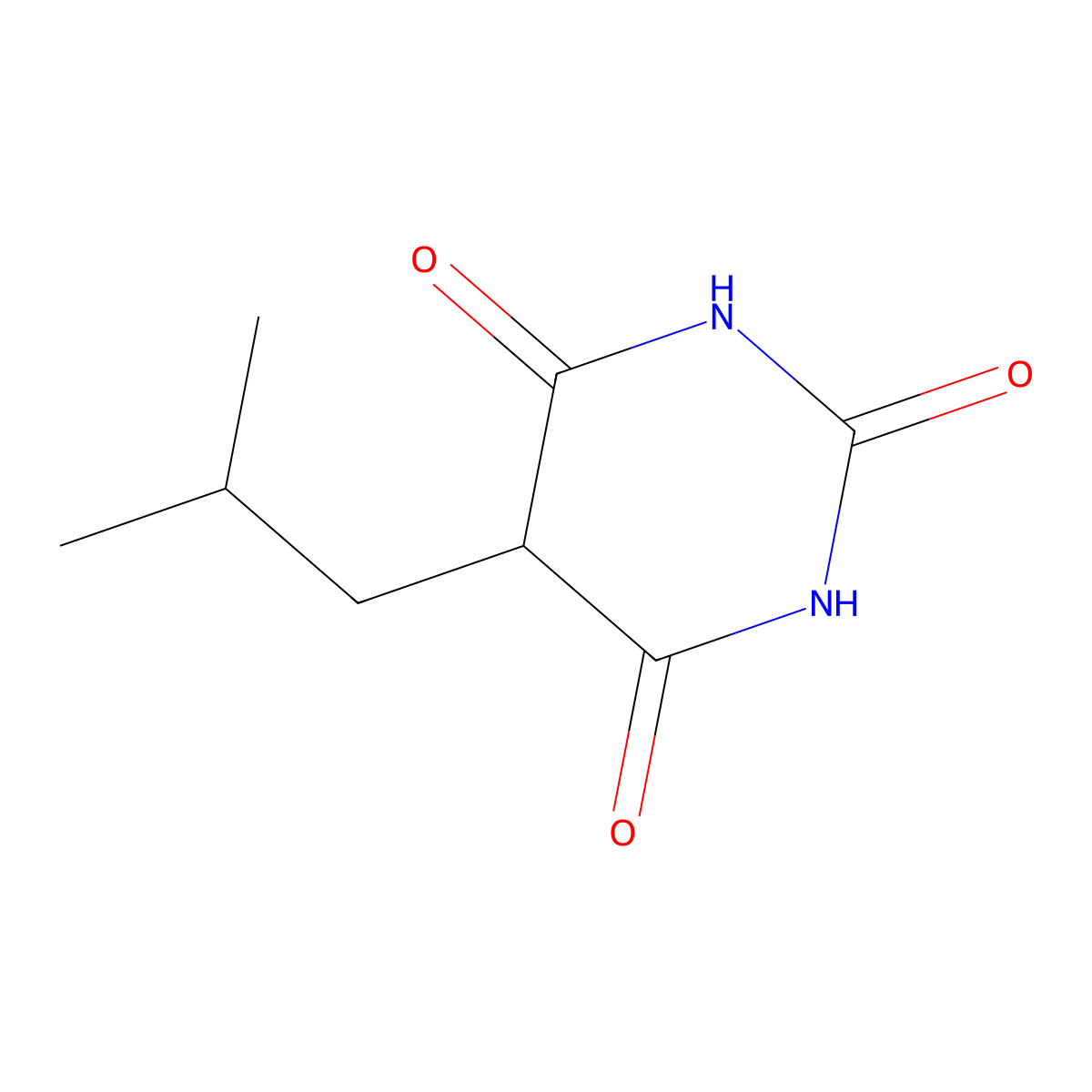 2,4,6(1H,3H,5H)-Pyrimidinetrione, 5-(2-methylpropyl)- molecular structure, CAS 42846-91-3