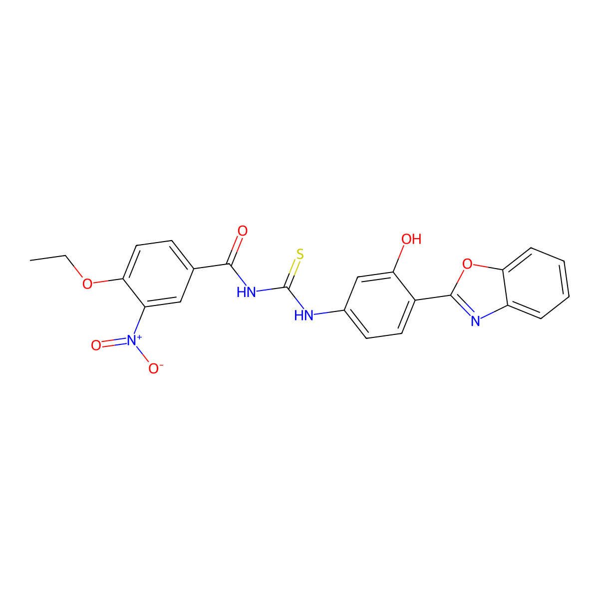 N-{[4-(1,3-benzoxazol-2-yl)-3-hydroxyphenyl]carbamothioyl}-4-ethoxy-3-nitrobenzamide molecular structure, CAS 428460-03-1