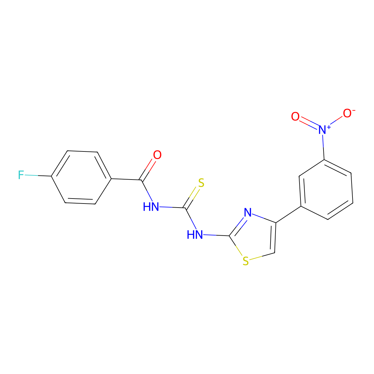 4-fluoro-N-[[4-(3-nitrophenyl)-1,3-thiazol-2-yl]carbamothioyl]benzamide molecular structure, CAS 428460-11-1