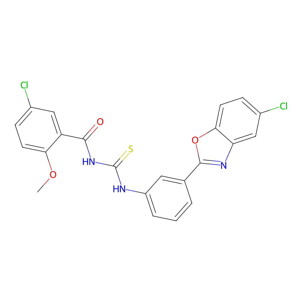 5-chloro-N-[[3-(5-chloro-1,3-benzoxazol-2-yl)phenyl]carbamothioyl]-2-methoxybenzamide molecular structure, CAS 428460-15-5