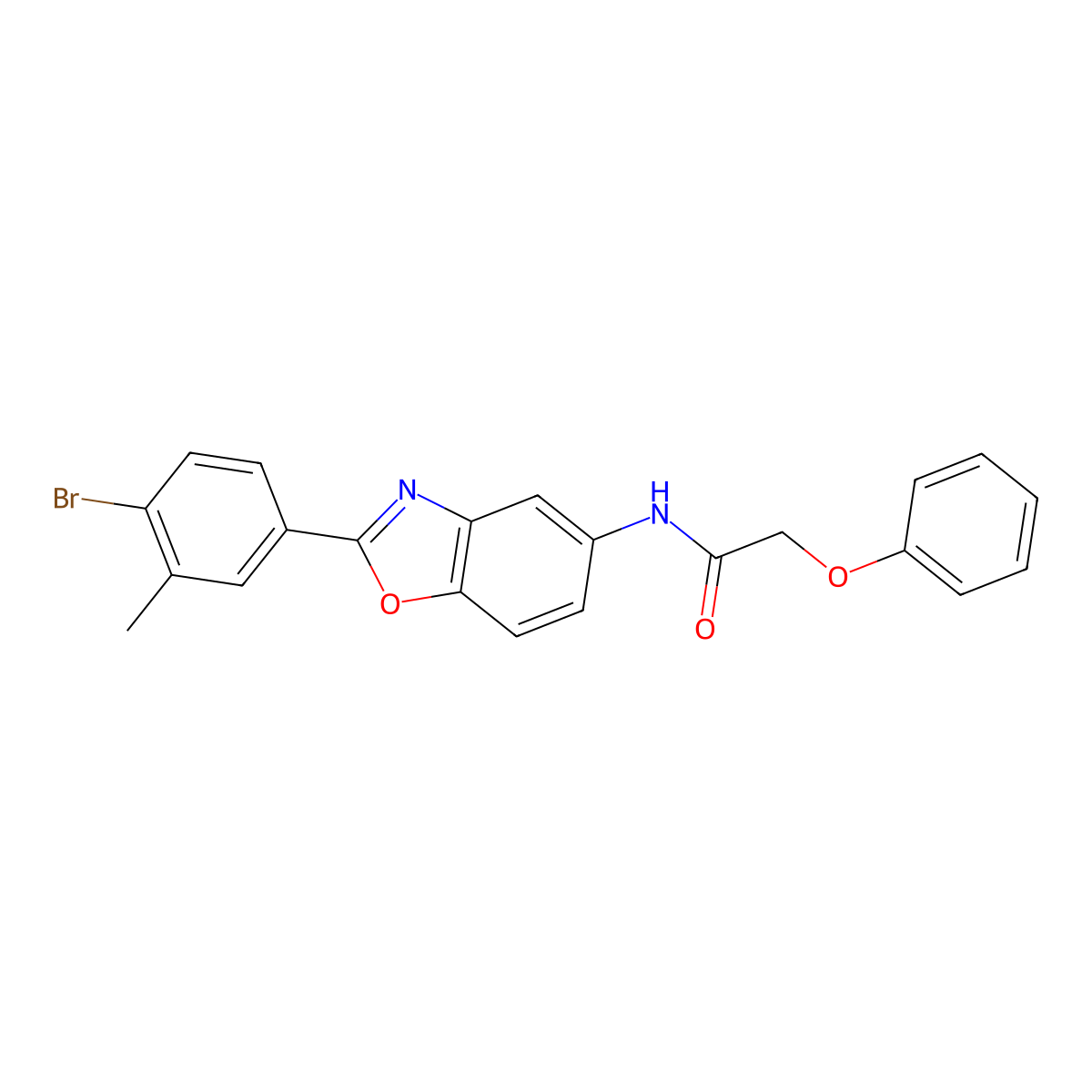 N-[2-(4-bromo-3-methylphenyl)-1,3-benzoxazol-5-yl]-2-phenoxyacetamide molecular structure, CAS 428460-19-9