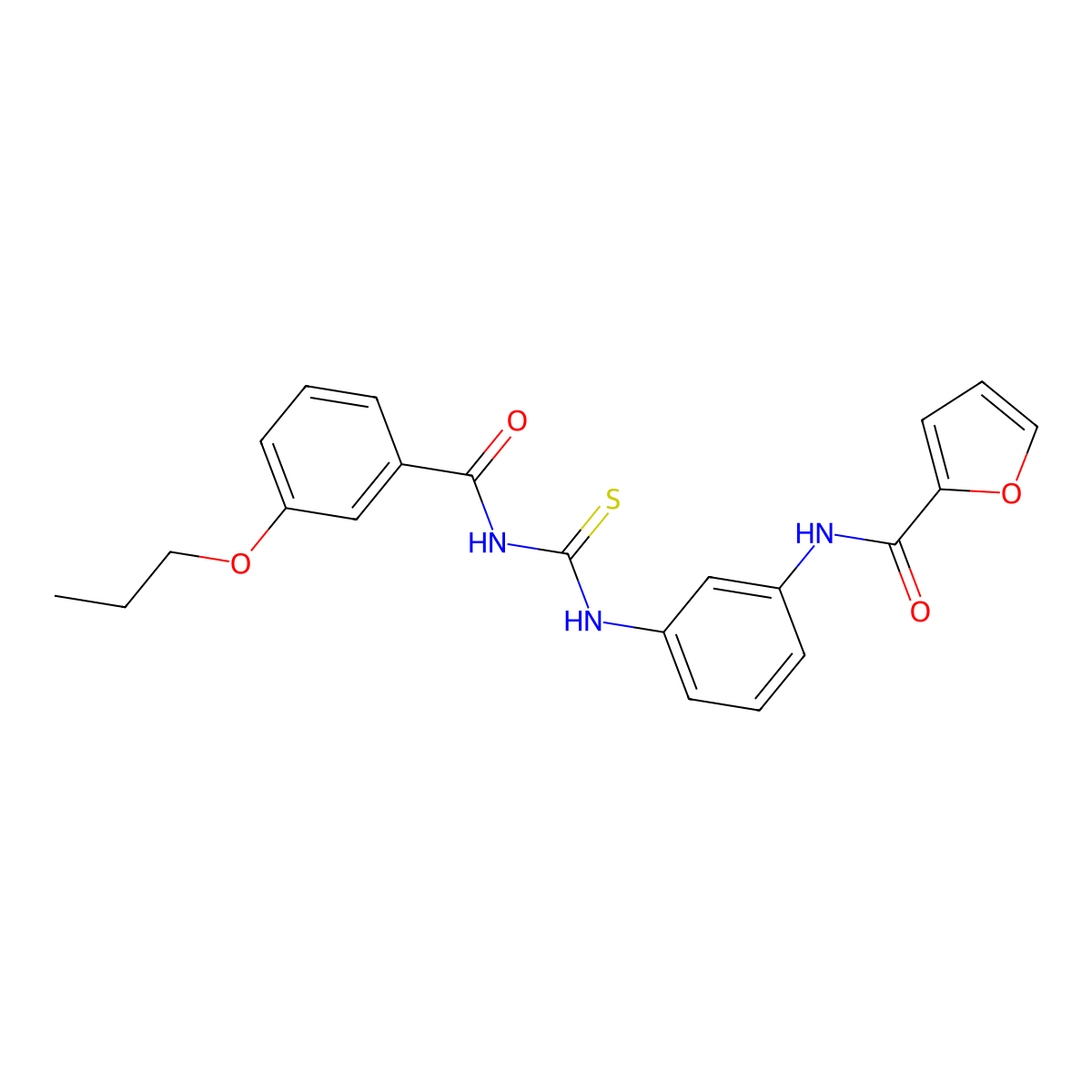 N-[3-[(3-propoxybenzoyl)carbamothioylamino]phenyl]furan-2-carboxamide molecular structure, CAS 428460-26-8