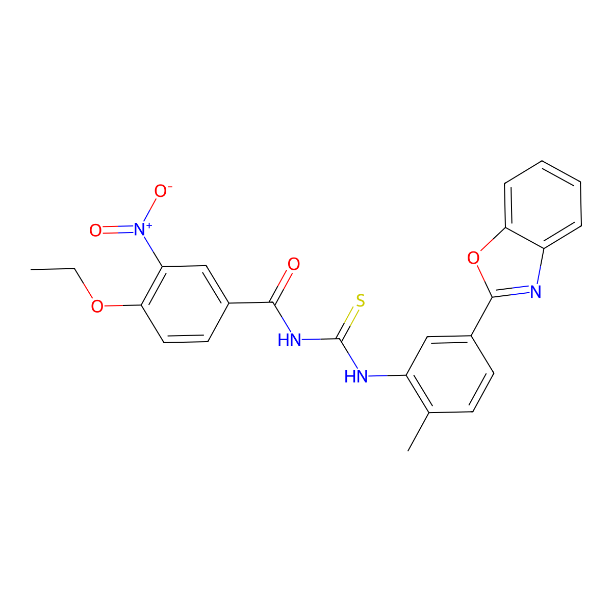 N-[[5-(1,3-benzoxazol-2-yl)-2-methylphenyl]carbamothioyl]-4-ethoxy-3-nitrobenzamide molecular structure, CAS 428460-40-6