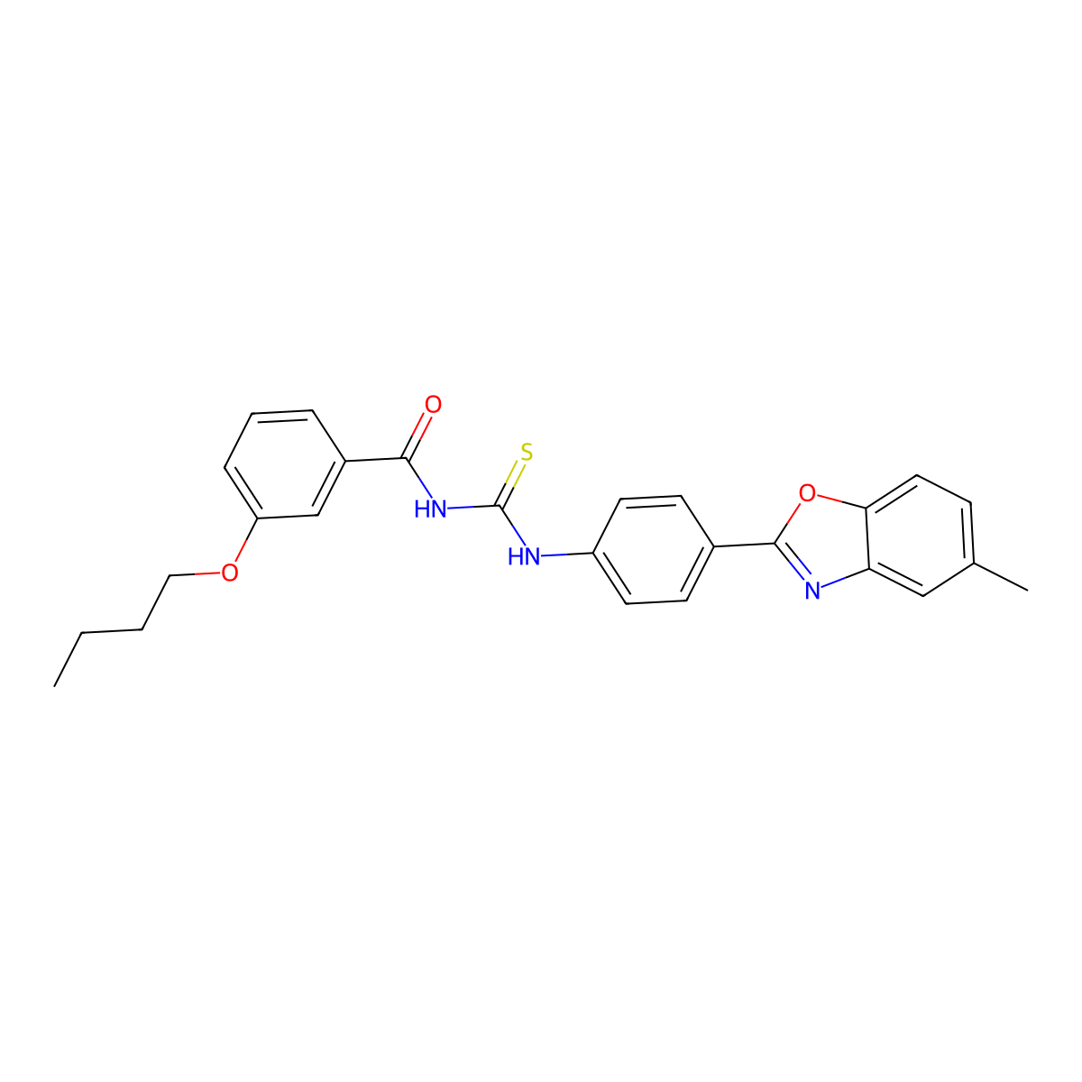 3-butoxy-N-[[4-(5-methyl-1,3-benzoxazol-2-yl)phenyl]carbamothioyl]benzamide molecular structure, CAS 428460-44-0