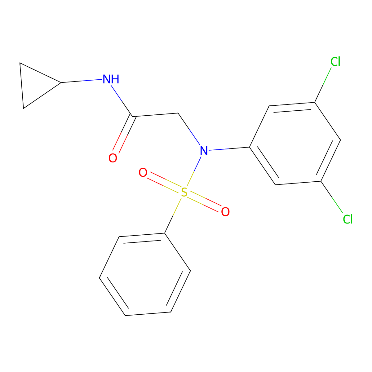 2-[N-(benzenesulfonyl)-3,5-dichloroanilino]-N-cyclopropylacetamide molecular structure, CAS 428460-48-4