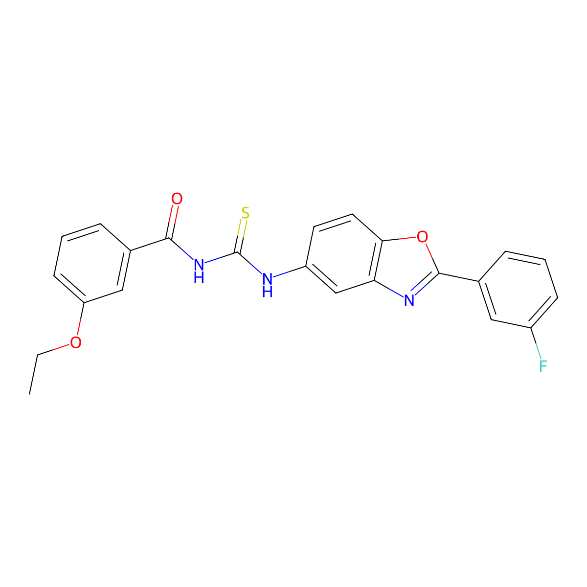 3-ethoxy-N-[[2-(3-fluorophenyl)-1,3-benzoxazol-5-yl]carbamothioyl]benzamide molecular structure, CAS 428460-49-5