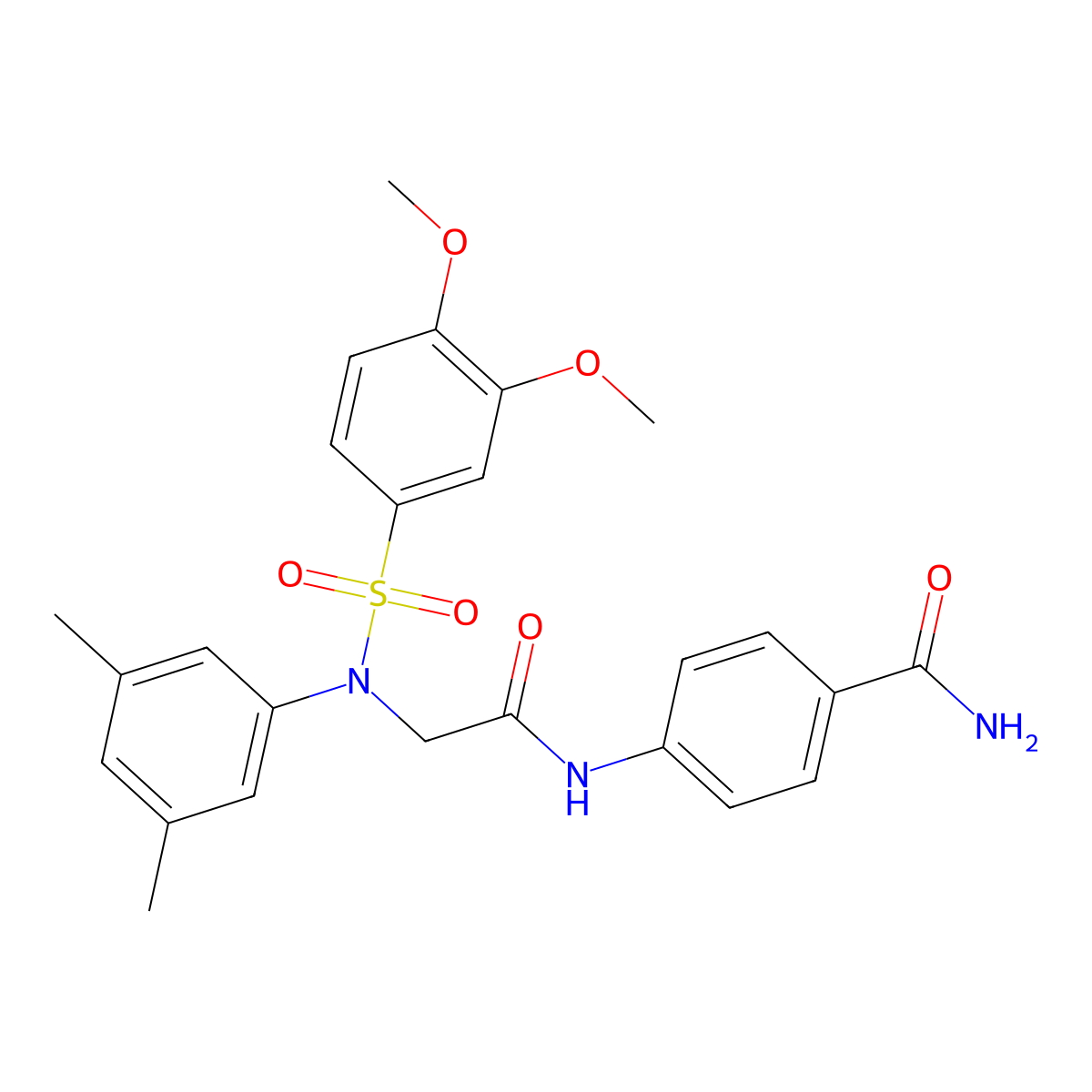 4-({N-[(3,4-dimethoxyphenyl)sulfonyl]-N-(3,5-dimethylphenyl)glycyl}amino)benzamide molecular structure, CAS 428460-56-4