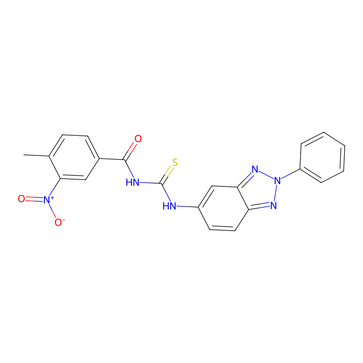 4-methyl-3-nitro-N-[(2-phenylbenzotriazol-5-yl)carbamothioyl]benzamide molecular structure, CAS 428460-61-1