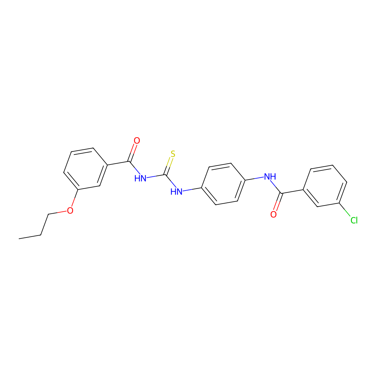 N-[[4-[(3-chlorobenzoyl)amino]phenyl]carbamothioyl]-3-propoxybenzamide molecular structure, CAS 428460-67-7