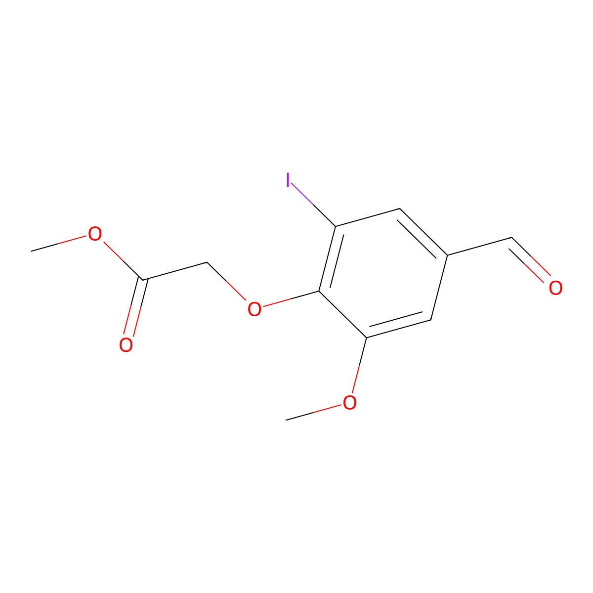 Methyl (4-formyl-2-iodo-6-methoxyphenoxy)acetate molecular structure, CAS 428460-82-6