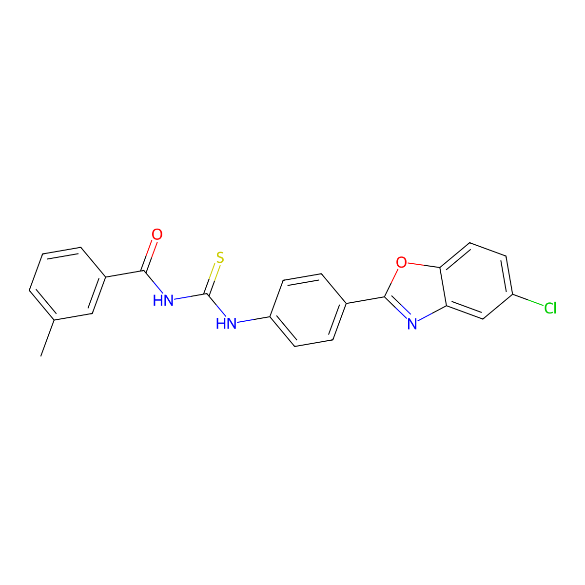 N-[[4-(5-chloro-1,3-benzoxazol-2-yl)phenyl]carbamothioyl]-3-methylbenzamide molecular structure, CAS 428460-86-0
