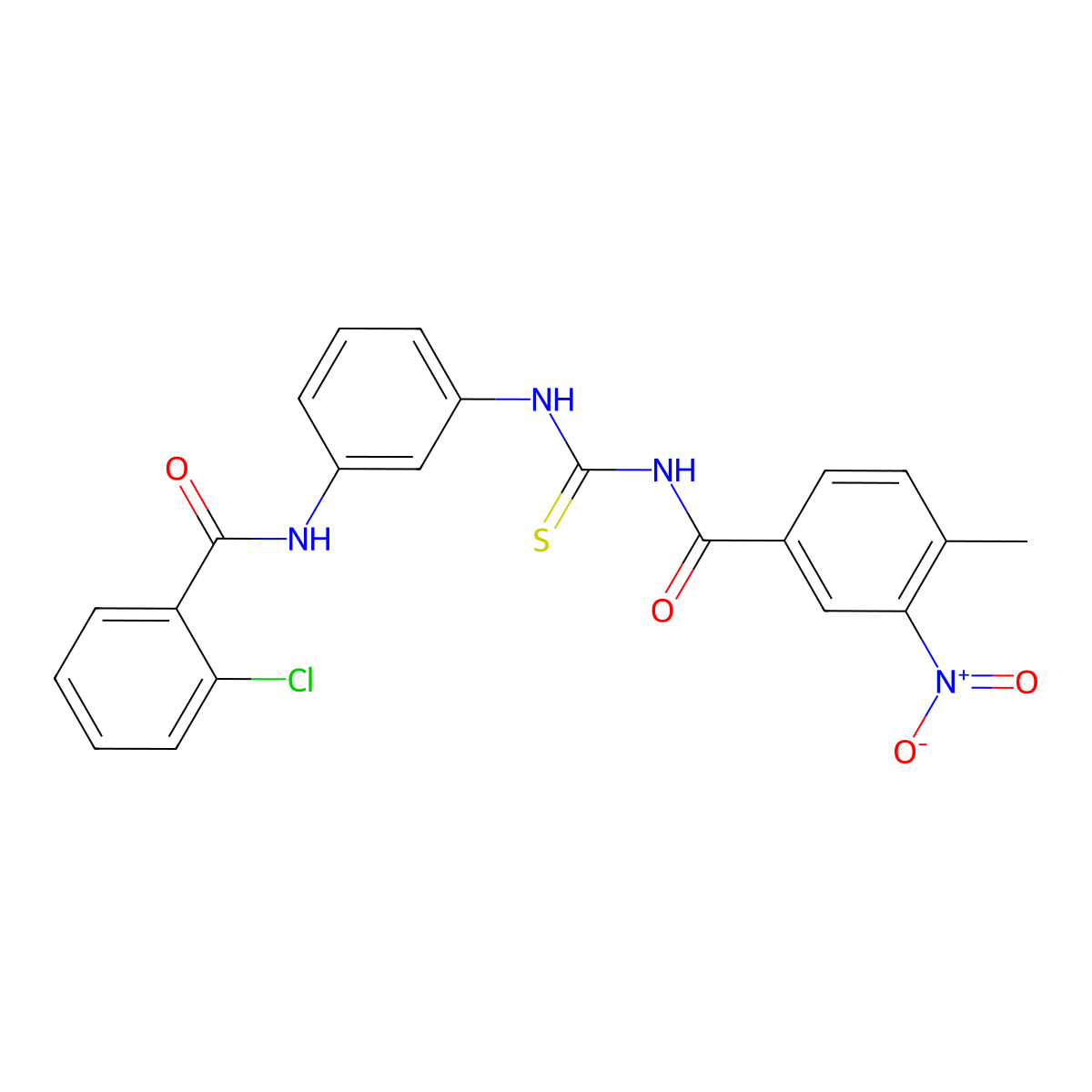 N-[[3-[(2-chlorobenzoyl)amino]phenyl]carbamothioyl]-4-methyl-3-nitrobenzamide molecular structure, CAS 428460-90-6
