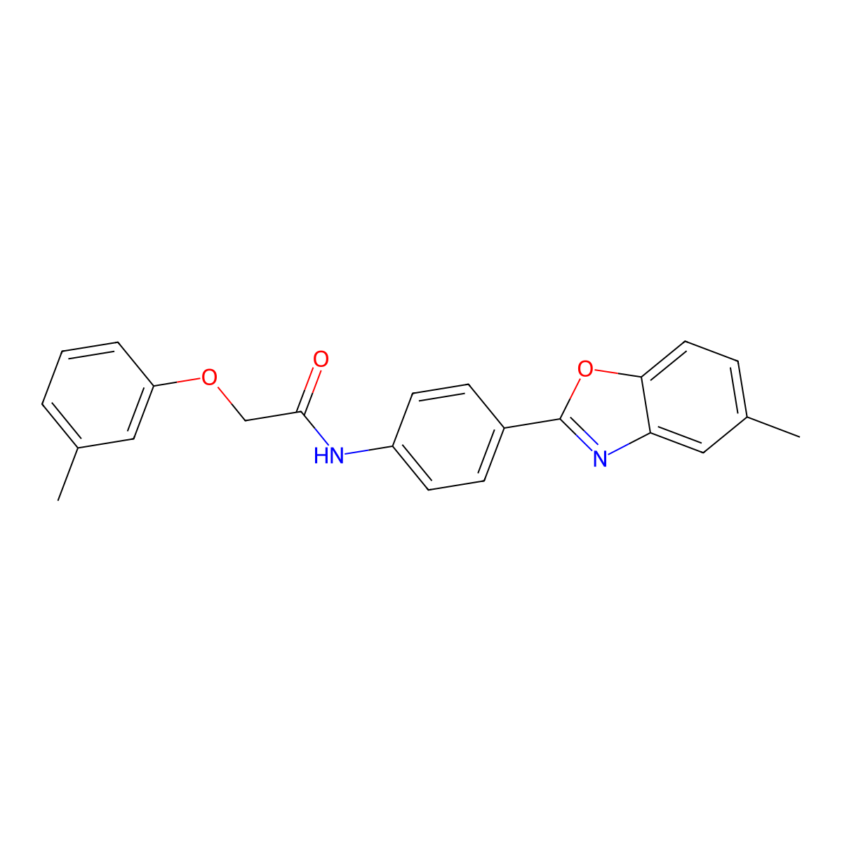 N-[4-(5-methyl-1,3-benzoxazol-2-yl)phenyl]-2-(3-methylphenoxy)acetamide molecular structure, CAS 428461-29-4
