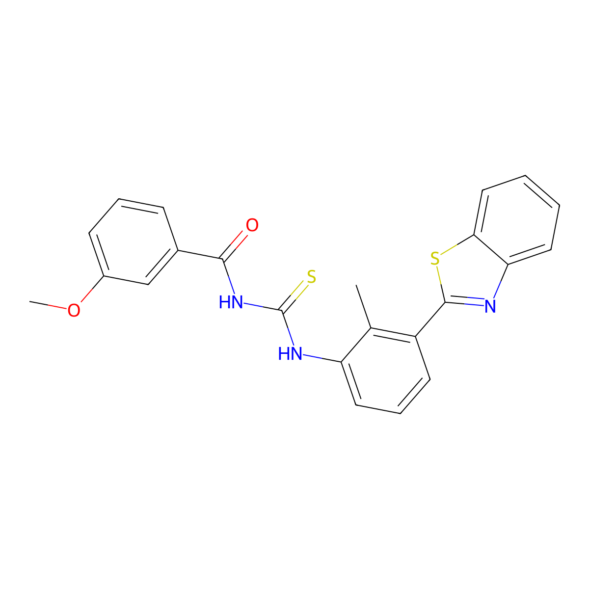 N-[[3-(1,3-benzothiazol-2-yl)-2-methylphenyl]carbamothioyl]-3-methoxybenzamide molecular structure, CAS 428461-40-9