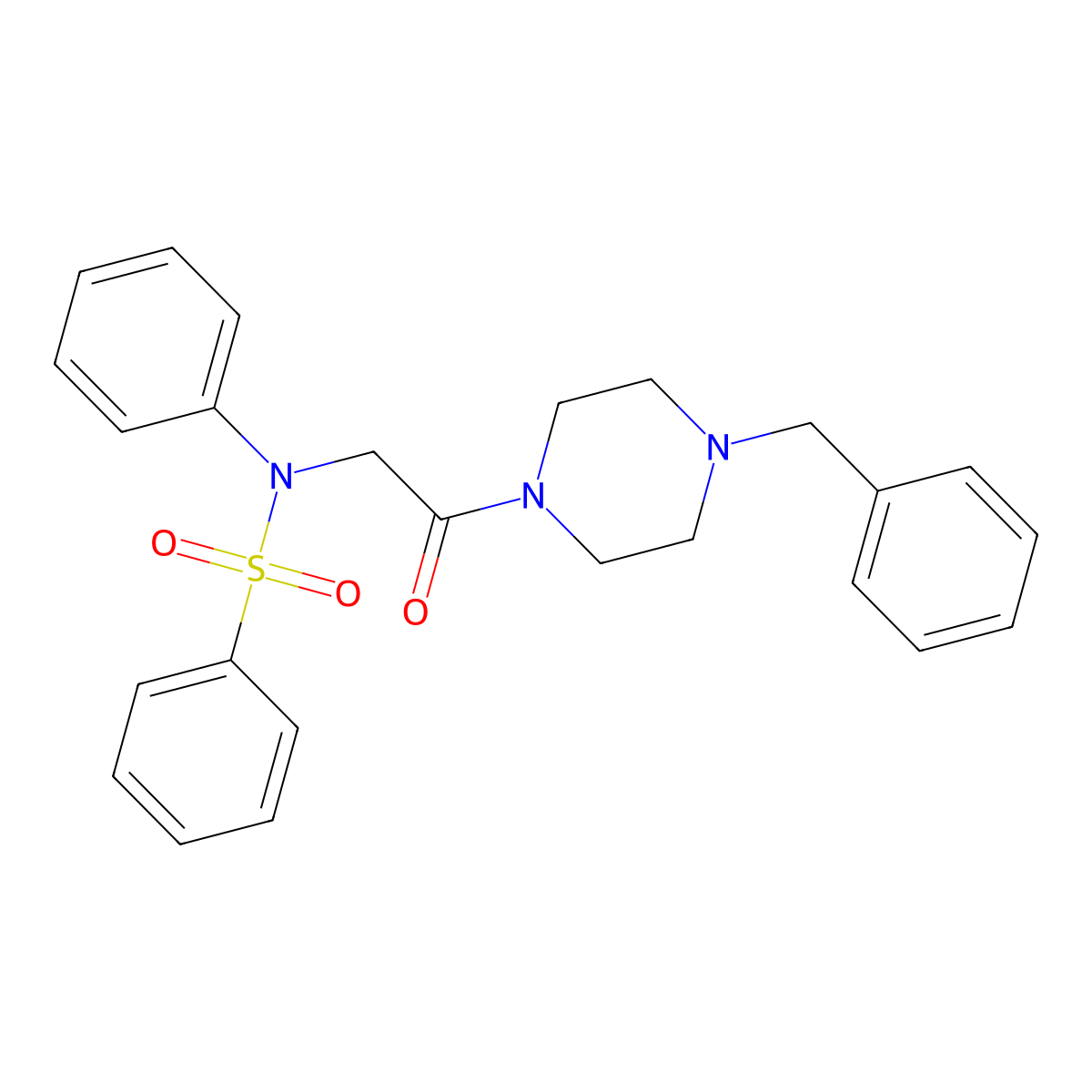 N-[2-(4-benzylpiperazin-1-yl)-2-oxoethyl]-N-phenylbenzenesulfonamide molecular structure, CAS 428461-48-7