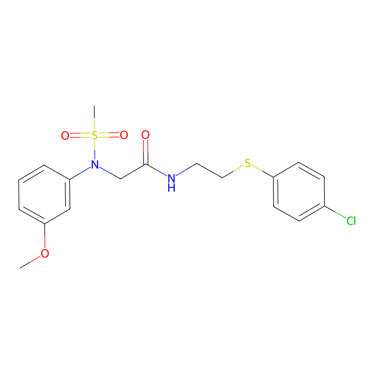 N-{2-[(4-chlorophenyl)sulfanyl]ethyl}-2-[3-methoxy(methylsulfonyl)anilino]acetamide molecular structure, CAS 428461-75-0