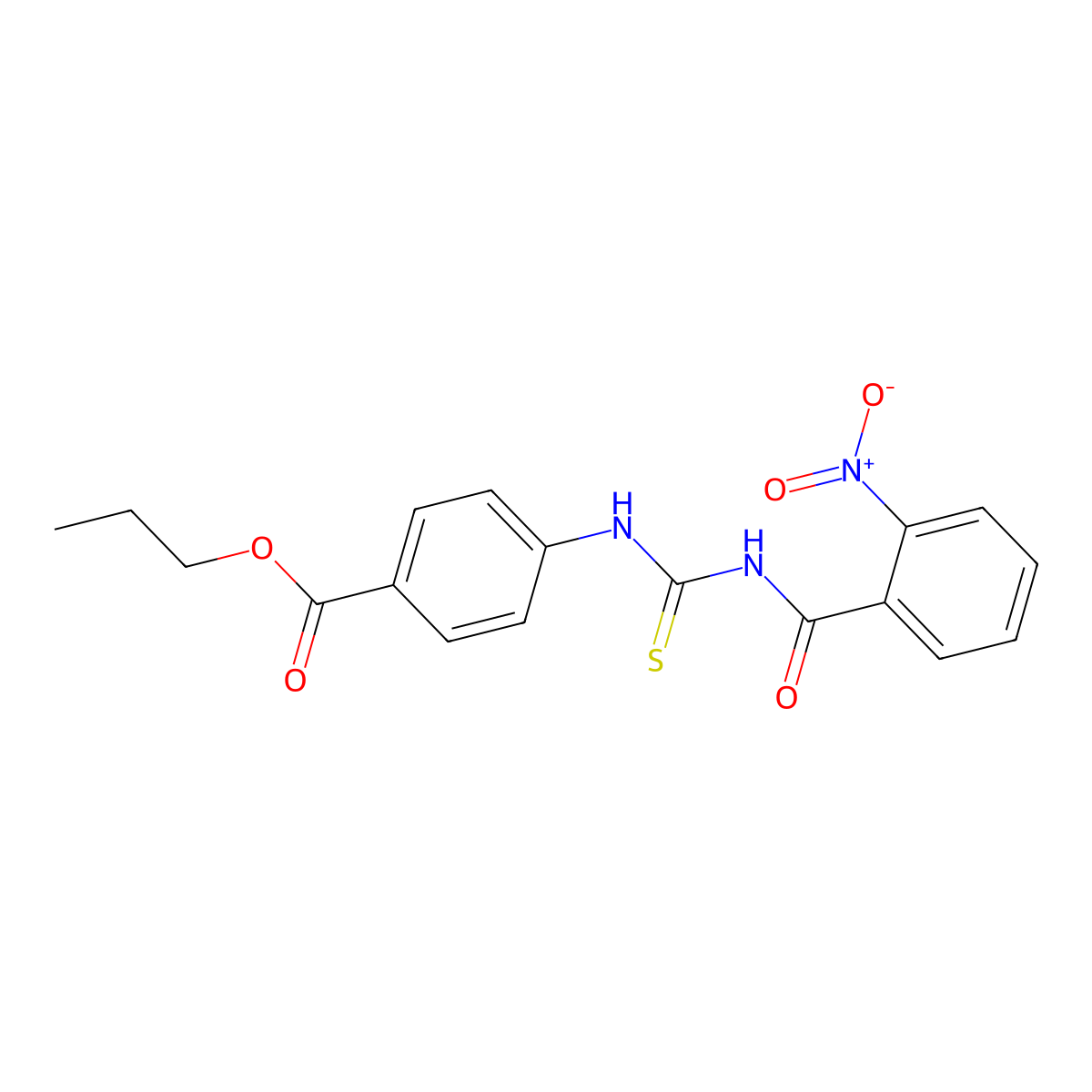 Propyl 4-[(2-nitrobenzoyl)carbamothioylamino]benzoate molecular structure, CAS 428461-78-3